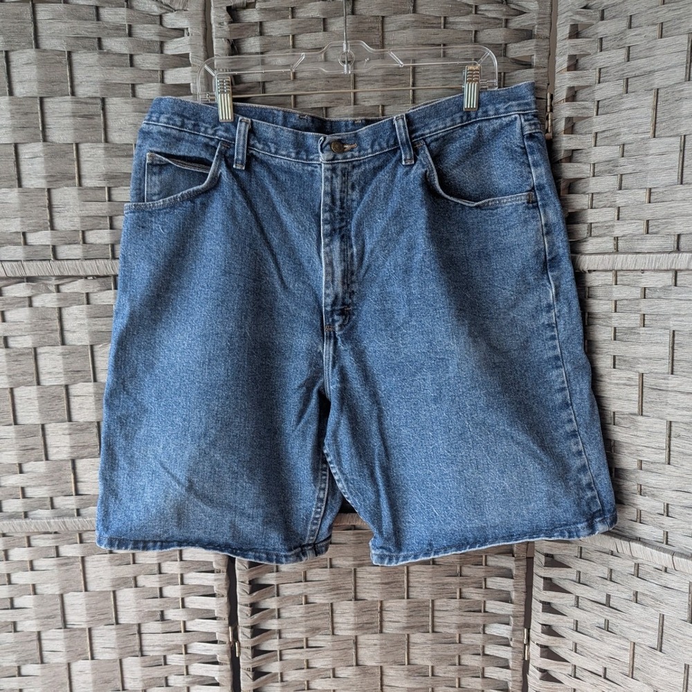 Y2K Wrangler Jorts Medium Wash Denim Relaxed Fit Jean Shorts 38 Workwear Skater‎